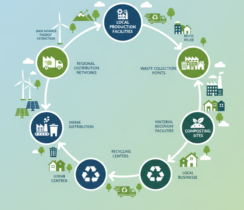 Regionaler Kreislauf schematisch dargestellt