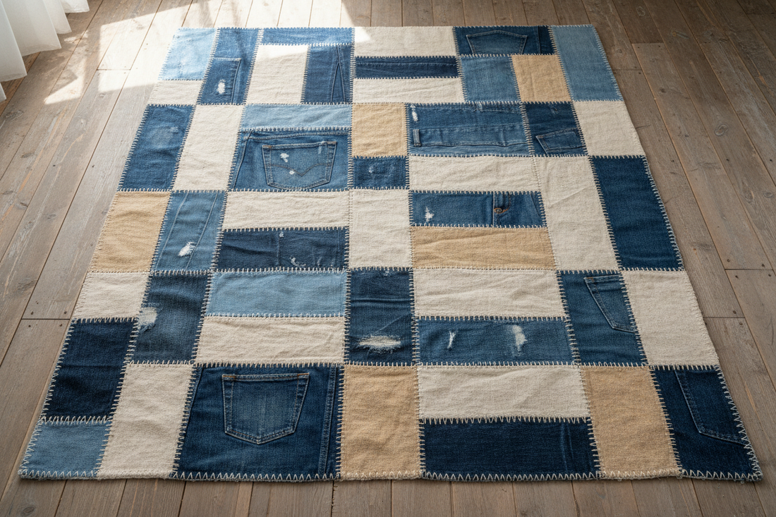 Ein Teppich aus Leinen und Jeans 