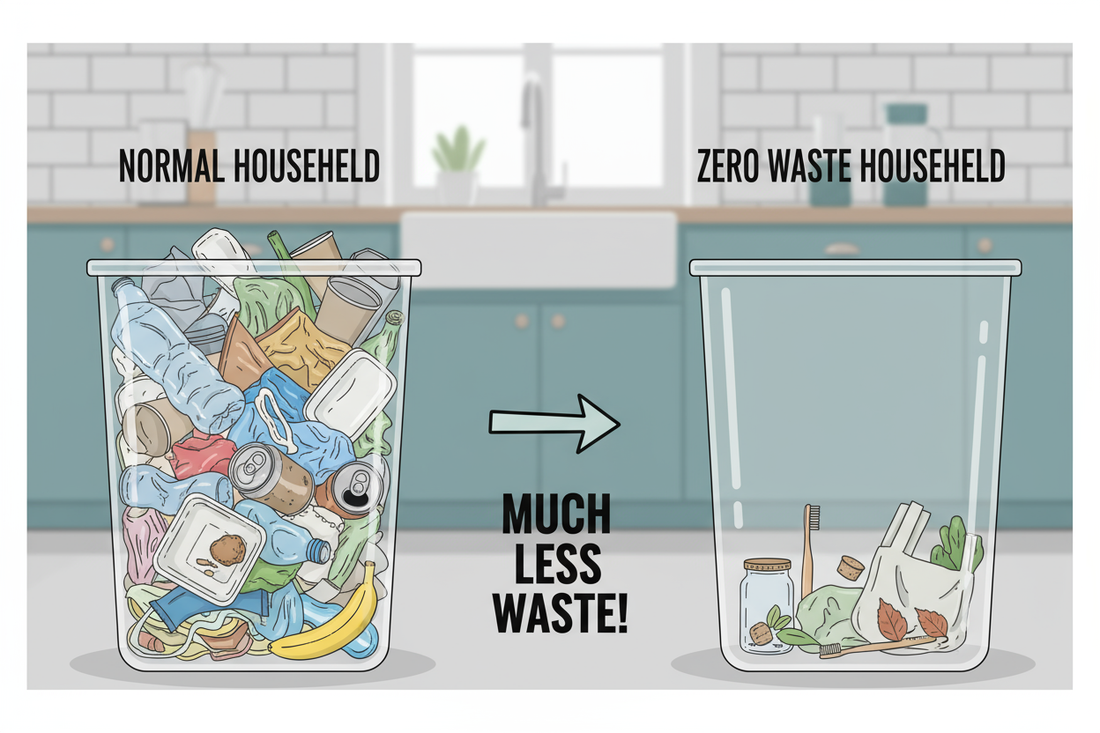 Müll biem normalen Haushalt vs. Zero Waste Haushalt 