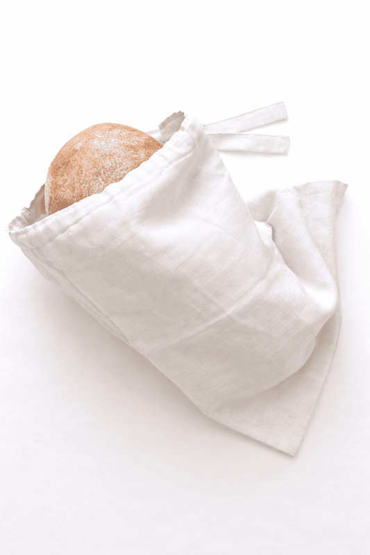 Brotbeutel aus weißem Bio-Leinen – atmungsaktiv & nachhaltig Brot aufbewahren